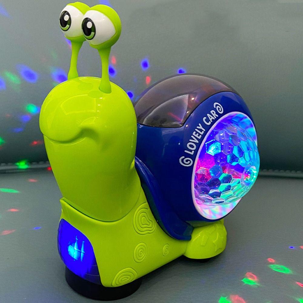 Sound And Light Electric Simulation Snail Toy Plastic Rotating Musical Toy  Desktop Ornament