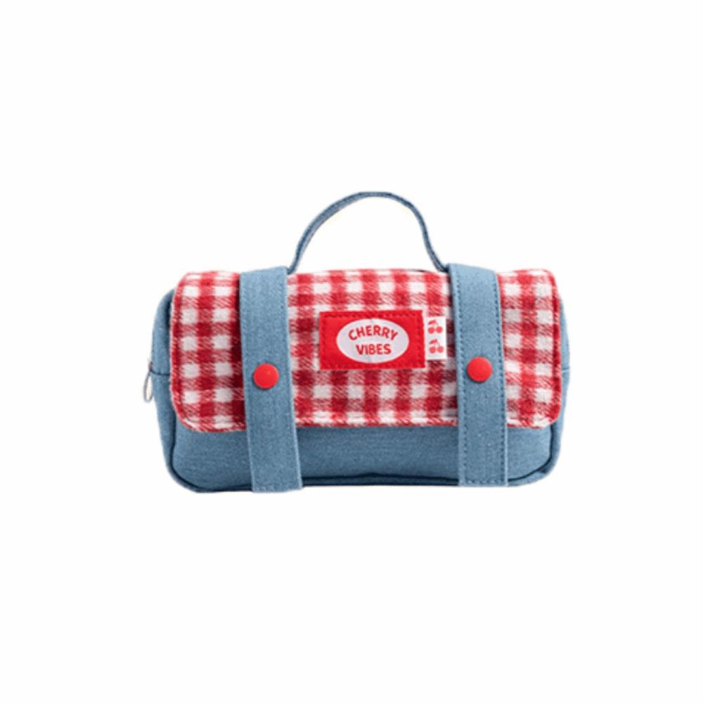 

Large Capacity Stationery Organizer Portable Pen Organizer Pouch Lattice Pen Handbag Students синій