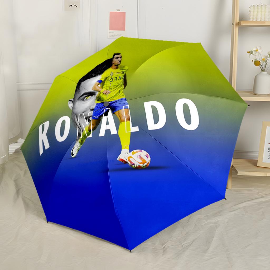 Messi's Colorful Logo Compact Travel Automatic Umbrella Sturdy 8-Rib Shaft Compact Design Durable Everyday Carry Umbrella Fashion Lovers