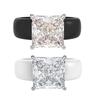Princess Cut CZ Zircon Solitaire Ring Zwart Witte Keramische Band 4 Klauw Zetting Mode Dames Verloving Belofte Ring Sieraden Cadeau