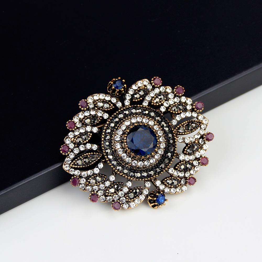 Vintage Kristall Brosche Damen Antik Gold Farbe Harz Hochzeit Schmuck Böhmischer Schmuck Geschenk
