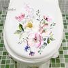 Toilet Lid Sticker Strong Stickiness PVC Waterproof Easy-peel Flower Theme Toilet Seat Decal Restroom Art Decoration
