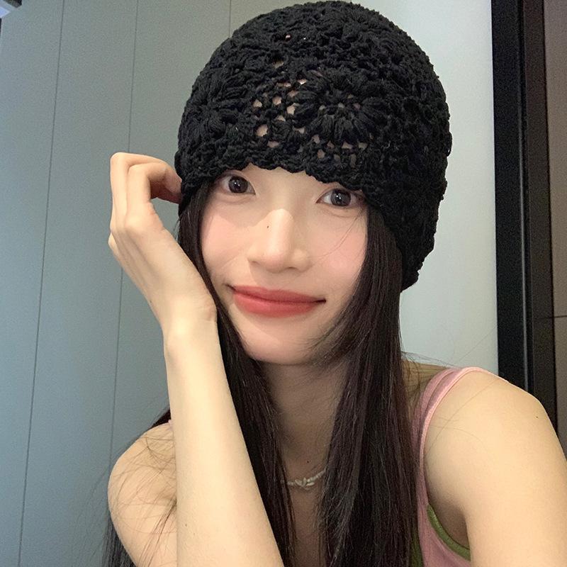 

Вязаная Элегантная Легкая Шапочка Для Взрослых С Уникальным Кружевным Узором Цвета Софт чёрный