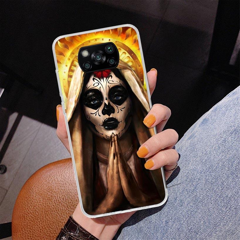 Catrina Beautiful Rose Girl Skull Phone Case For Xiaomi Poco X7 X6 X5 Pro F7 Ultra Redmi 15C 15 13C 13 12C 12 10 10A 10C 9 9A 9C