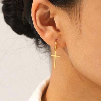 Cross Earrings Pendant Light Luxury High-end Drop Earrings Versatile Titanium Steel Jewelry Accessories for Women