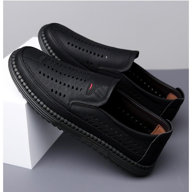 Fashion Summer Fashion Platform Hollow Men's Loafers Designer New Soft Sole Leather Beef Tendon Sole Casual Outdoor Sports Men Sandals
