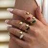 Fashion Stainless Steel Water Drop Opening Ring for Women Simple Colorful Zircon Geometric Adjustable Finger Ring Dating Zircon