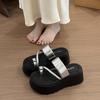 Thick-bottomed set of toe cool slippers for women's summer wear 2025 new models with skirts, high-end super fire silver beach one-word drag