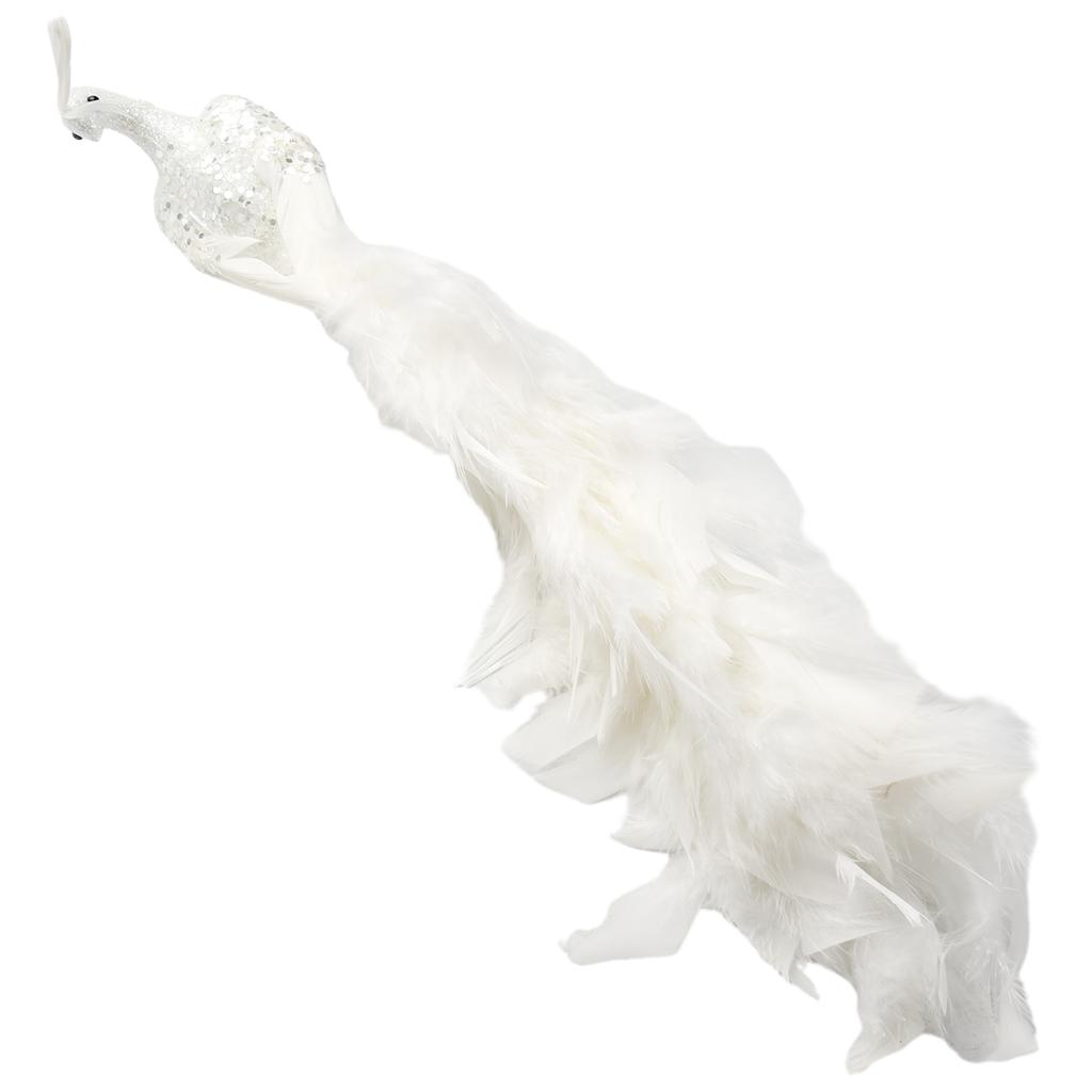 White Peacock Accent Piece for Christmas Tree Decoration Stunning Feather Details Perfect for Festive Atmosphere