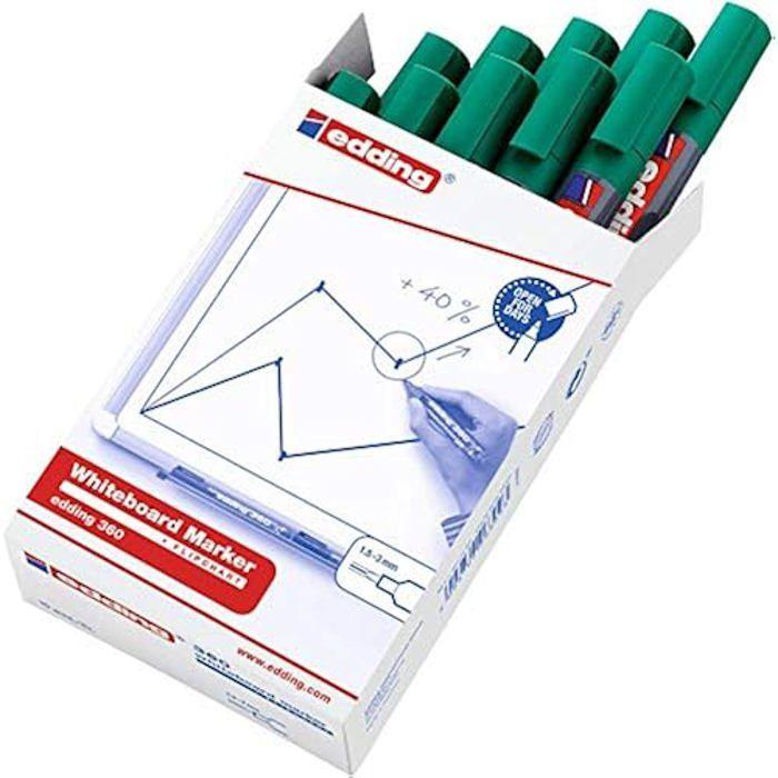 Marqueur Pour Tableaux Blancs - EDDING - 360 - 10 Stylos - Pointe Ronde 1,5-3 Mm - Vert