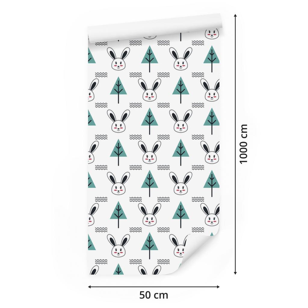 Rabbits and Trees Wallpaper for Living Room and Bedroom 50x1000