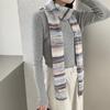 Korean Style Cashmere Knitted Scarf Plush Winter Shawl Fashion Rainbow Striped Scarf  Student