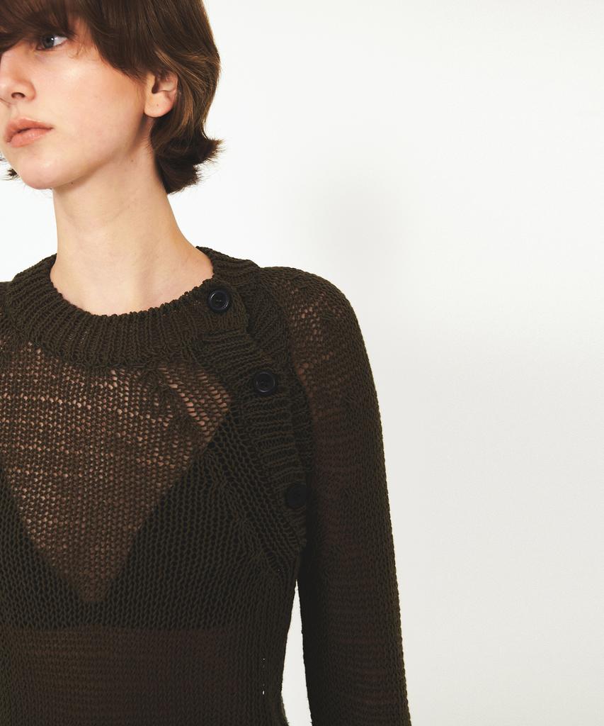 Daiaegeuneol Diagonal Button Netting Knit (Khaki)
