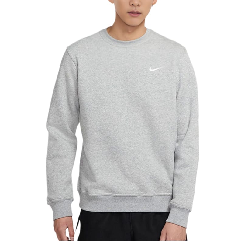 Nike Club Fleece Lined Embroidered Small Logo Classic Sneakers Sweatshirt Winter Men's Gray 916609-063