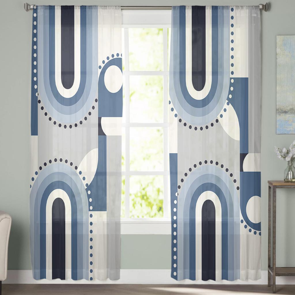 Abstract Colors In Medieval Geometry Voile Sheer Curtains Living Room Window Tulle Curtain Kitchen Bedroom Drapes Home Decor