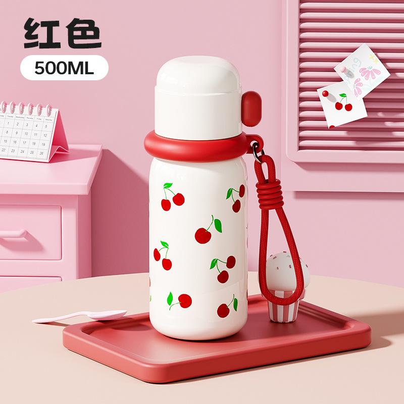 Water bottle Portable straw Double drinking cup Ceramic liner Thermos cup Portable couple female student High value milk water cup