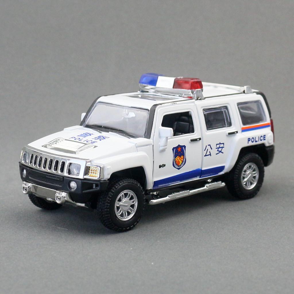 Car Alloy Model H3 Police Suv With Lights And Sound Effects For Play Kids