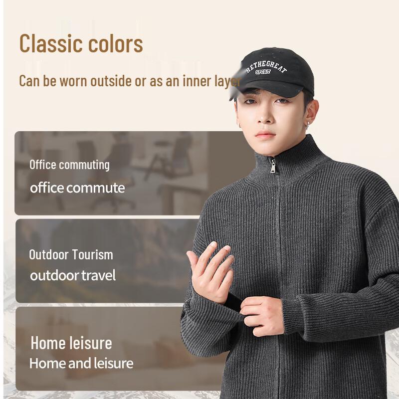 MINISO Men's Vintage Loose Knit Cardigan Sweater