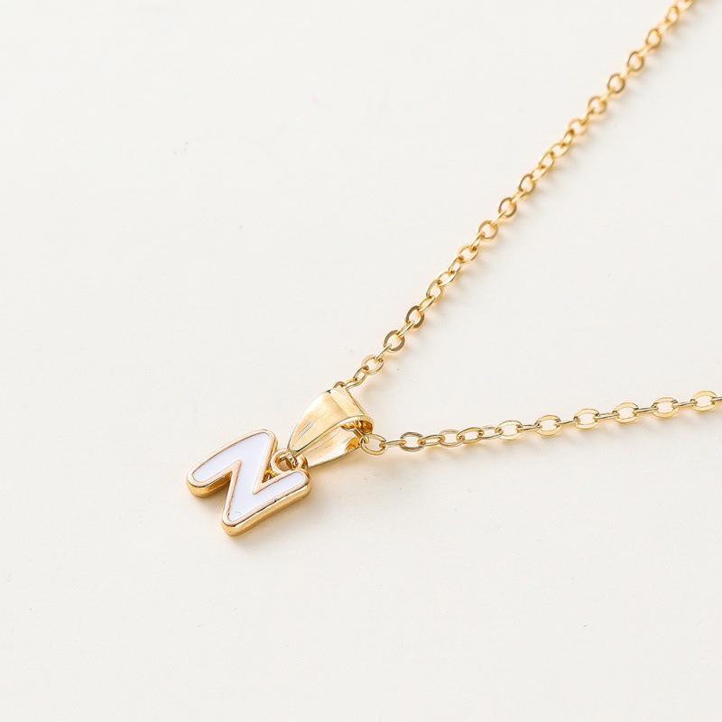 Name Initial Necklace For Women Simple Enamel A-Z Alphabet Pendants Choker Letter Necklaces Fashion Clavicle Chain Jewelry Gifts