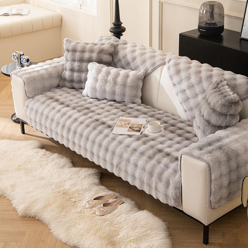 Thickened Rabbit Plush Sofa Cushion Winter Warm And Non-Slip Imitation Fur Sofa Seat Cushion High-End Sofa Cover Cover Towel