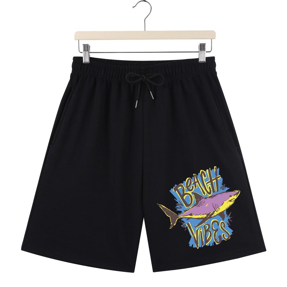 

Shark Beach Vibes Printed Pants Mens Summer Oversized Wide Swim Shorts Casual Pocket Shorts Basics High Waisted Clothes S