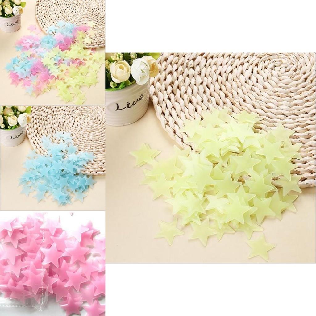 100pcs Bag Of Premium Quality Glow In The Dark Wall Stickers For Kids' Bedrooms In Colorful Star Shapes