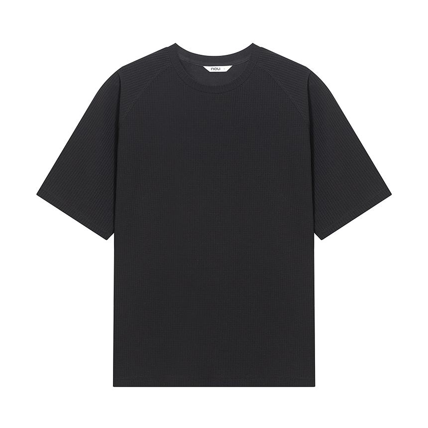 nau Waffle Oversized Short Sleeve T-Shirt Black