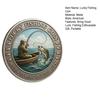 1/2Pcs Lucky Fishing Coin Bring You Good Luck Fishing Token Metal Carving Souvenir Coin Badge Decoration Dad Fishermen Fishing Enthusiasts Gift