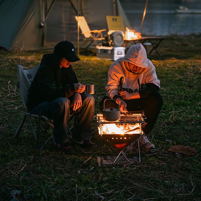 Black Deer Stainless Steel Folding Fire Pit & BBQ Grill