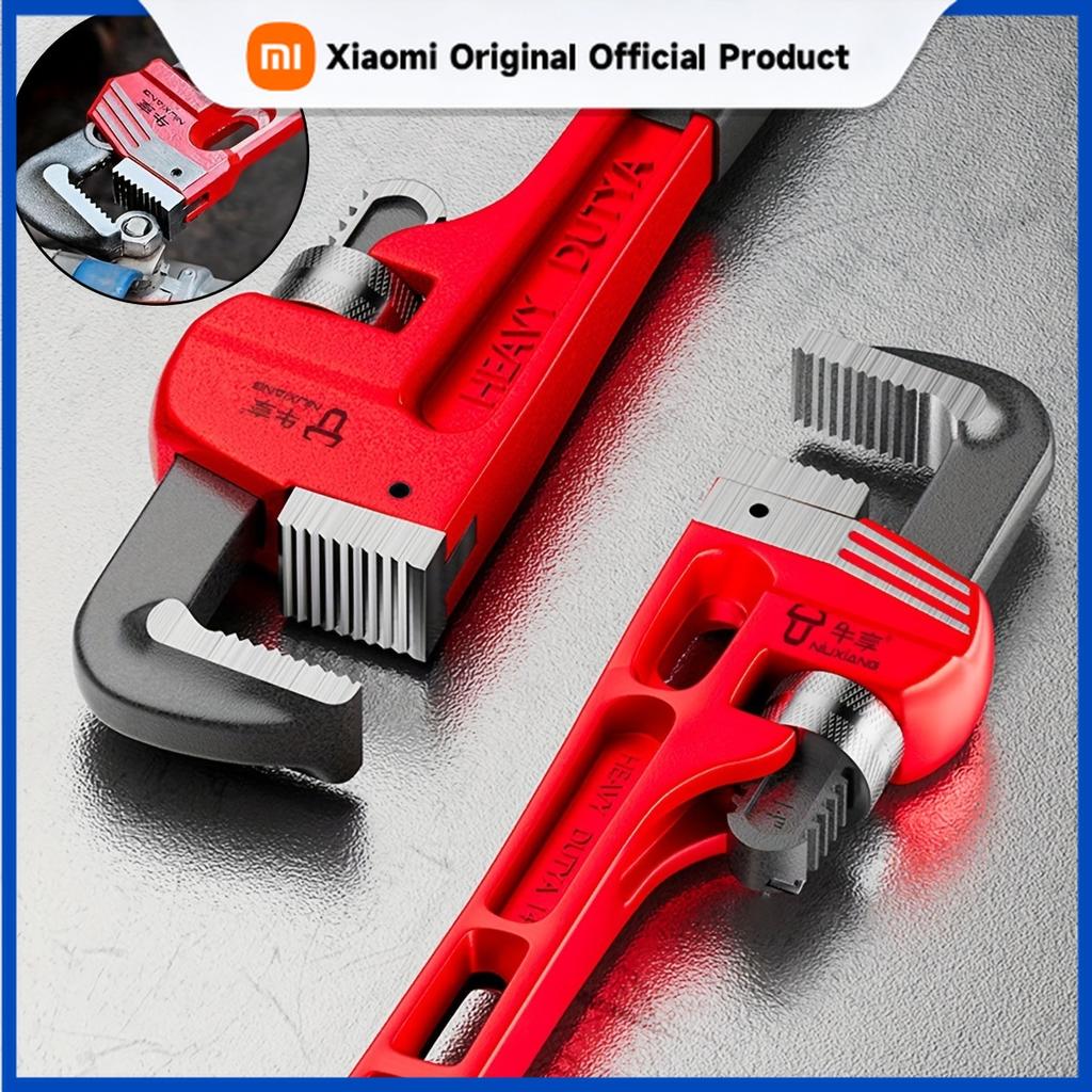 Xiaomi 12inch / 8inch Heavy Duty Straight Pipe Wrench, Adjustable Aluminum Plumber Wrench with Floating Hook Jaw and I-Beam Handle, Red