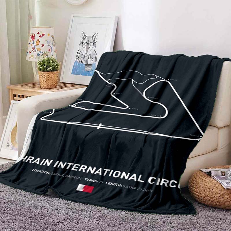 Racing Circuit Track Map Flannel Throw Blanket Cozy Soft Lightweight All Season Sofa Couch Bed Decor Gift for Motorsport Lovers