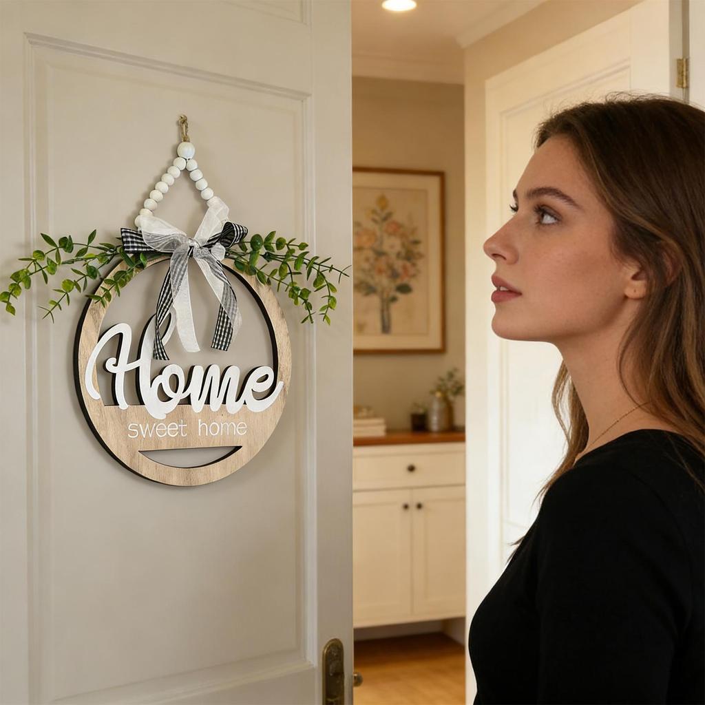 Front Door Welcome Sign Round Rustic Wooden Decorations Bohemian Welcome Door Hanger For Holiday Window Birthday Party