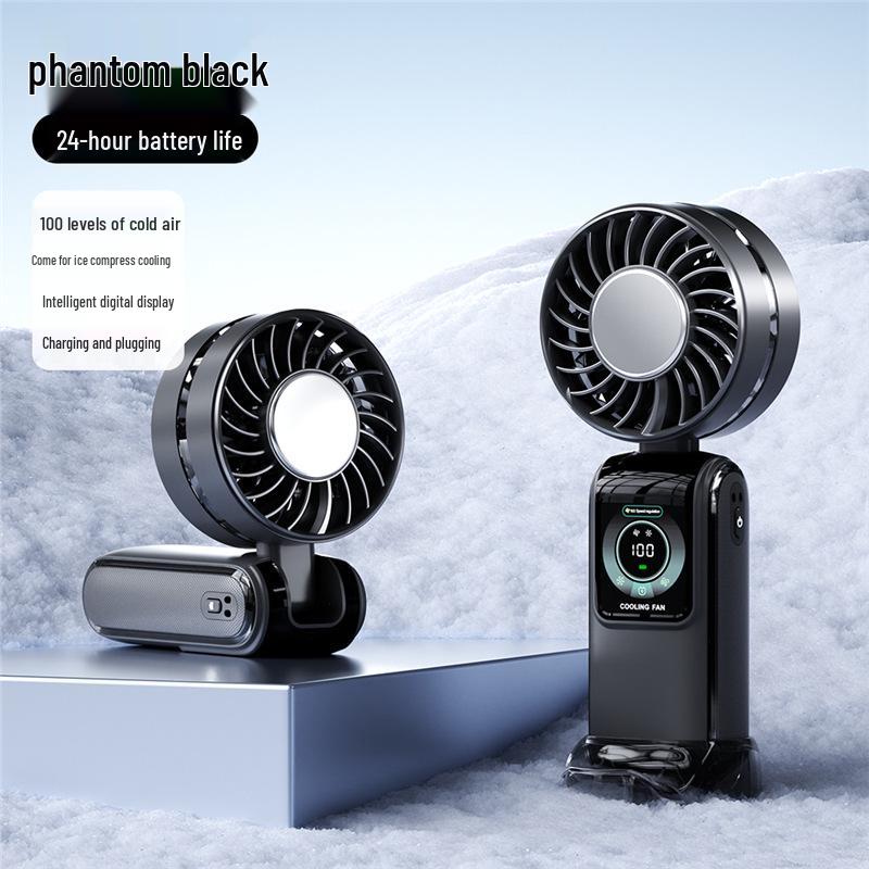 2026 Portable Neck-Hanging Handheld Fan: Digital Display, Ice Pack, High-Speed Semiconductor Cooling, Foldable Design. Ice Pack Cooling/Foldable Neck-Hanging