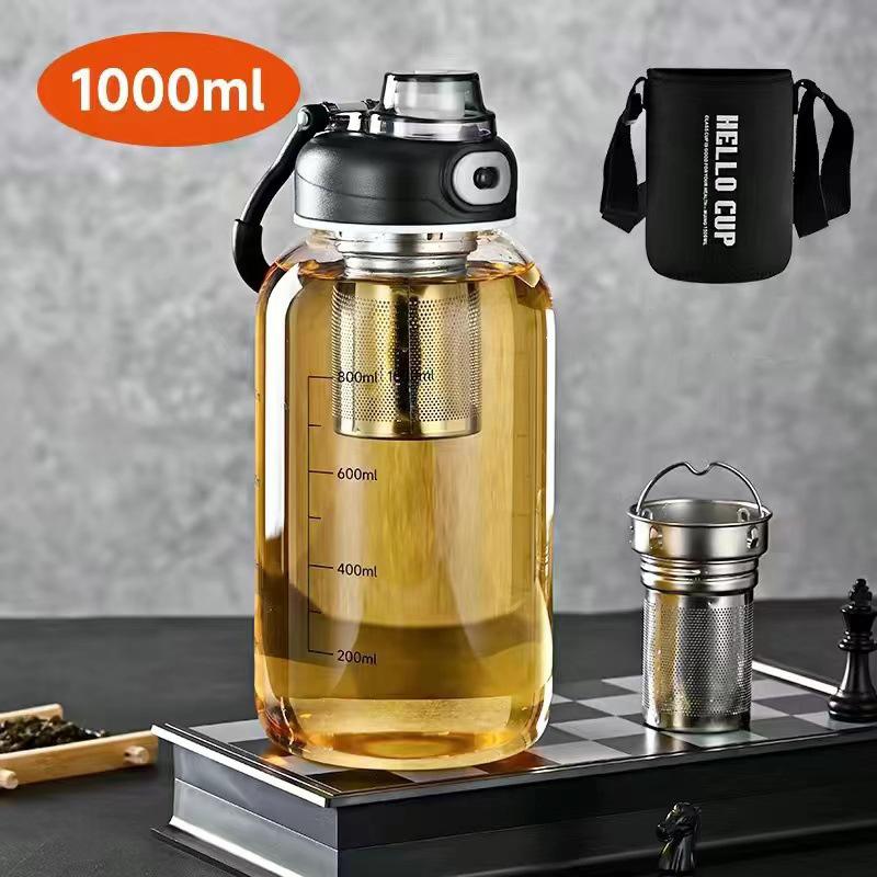 800/2500ml Large Glass Water Bottle with Lock Lid and Direct Drink Spout Reusable Sports Water Bottle for Gym Home Outdoor
