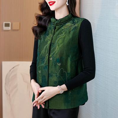 New Chinese Vest Sleeveless National Style Top Thickened Large Size Vest Buckle Retro Stacked Coat