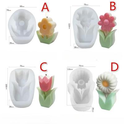 Neue Aromatherapie Kerze Silikonform Niedliche Tulpenblumenform Dekorative Kerzenherstellung DIY Handgemachte Seifenherstellungsform