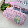 2 Zippers Pencil Box Plaid Pattern Stationery Bag Pencil Bag Pencil Case  School Stationery