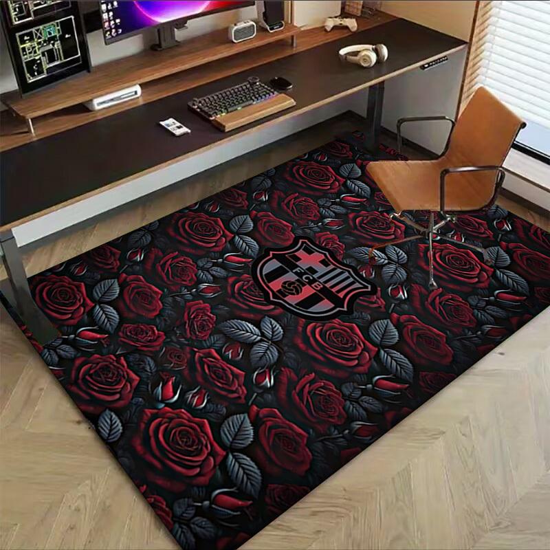 1pc Roses FCB Carpet Anti Slip Polyester Floor Mat for office,Bedroom