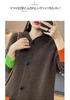 Women's Color Block Wool Trench Coat - Thick Hooded Loose Fit Cardigan