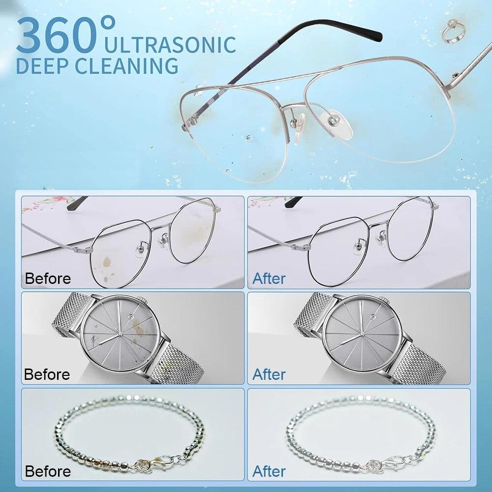 Ultrasonic Cleaner Glasses Cleaner for Jewelry Watches Denture Ultrasonic Cleaner High Frequency Vibration Washing Machine