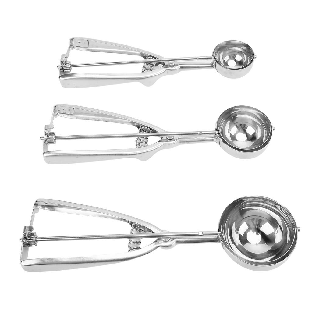 3 Pcs Cookie Scoop 304 Stainless Steel Ice Cream Scooper Non Slip Handle Cookie Dough Scoop for Home Dessert Shop