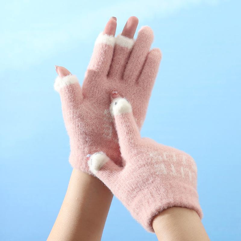 

Зимние Мультяшные Милые Перчатки для Родителей и Детей, Вязаные Теплые и Холодные Перчатки с Открытыми Пальцами для Малышей, Толстые Перчатки из Пряжи