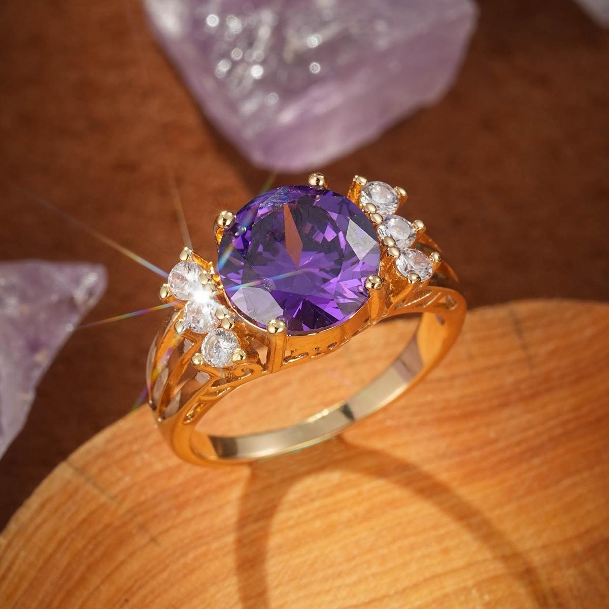 Fashion Female Rings  Sterling Silver Oval Purple Zircon Stone Finger Rings for Women Statement Wedding  Anillos Mujer 6