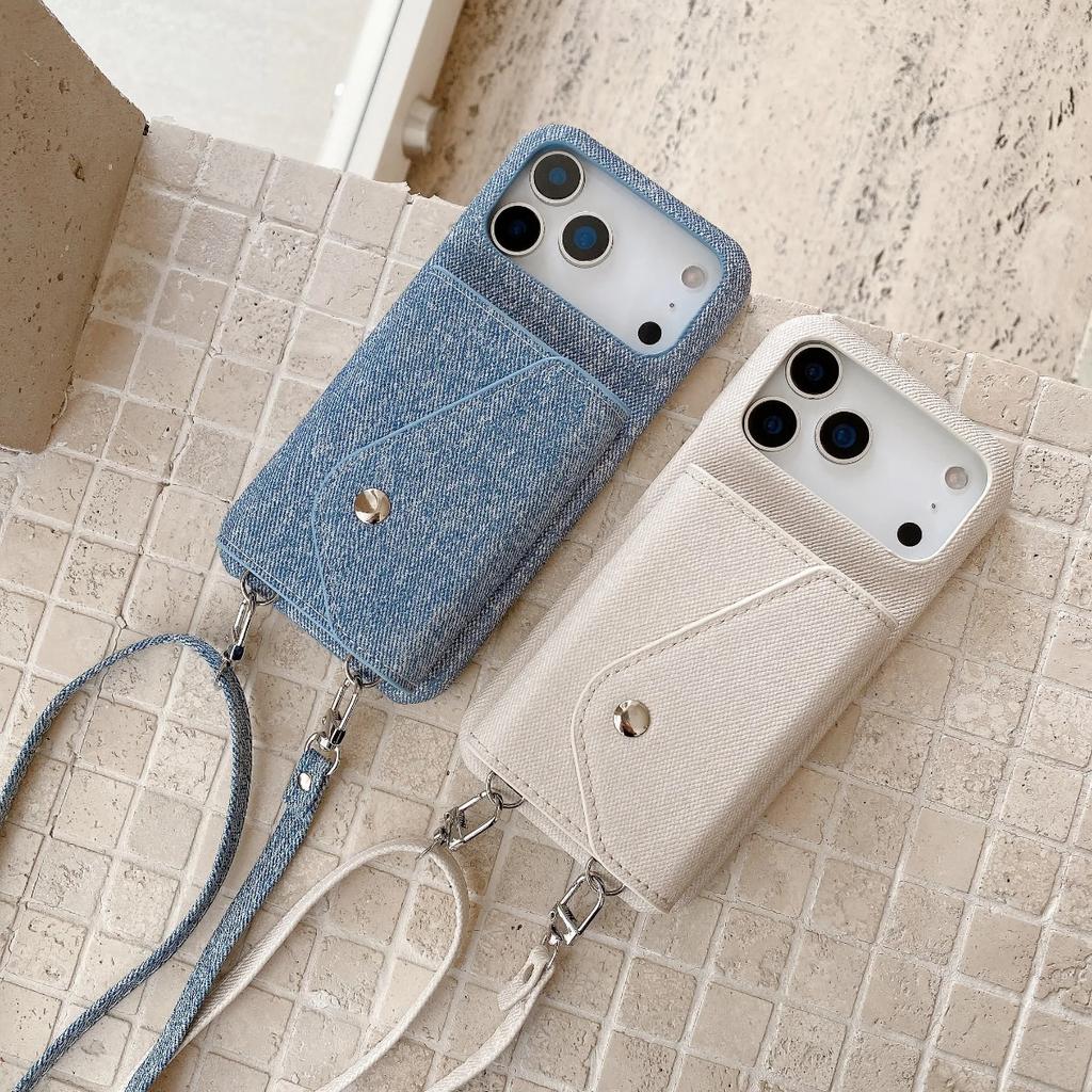 Lanyard Phone Case for iPhone 17 Air 16E 15 14 11 Pro Max 13 12 11 Mini X XS XR 8 Plus Wallet Card Holder Leather Cover