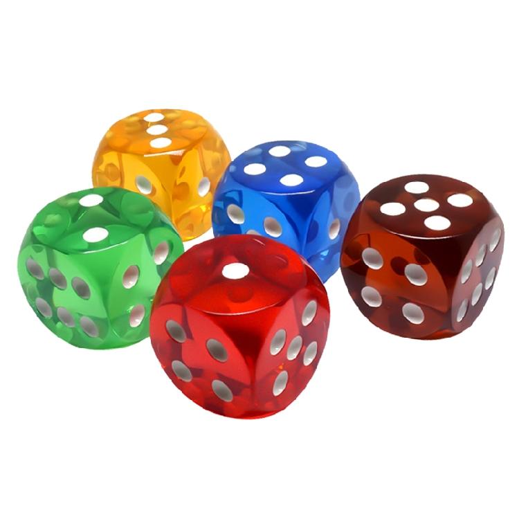 5 Pieces Board Game Dice 25mm Playing Party Entertainment Dices Transparent Dice