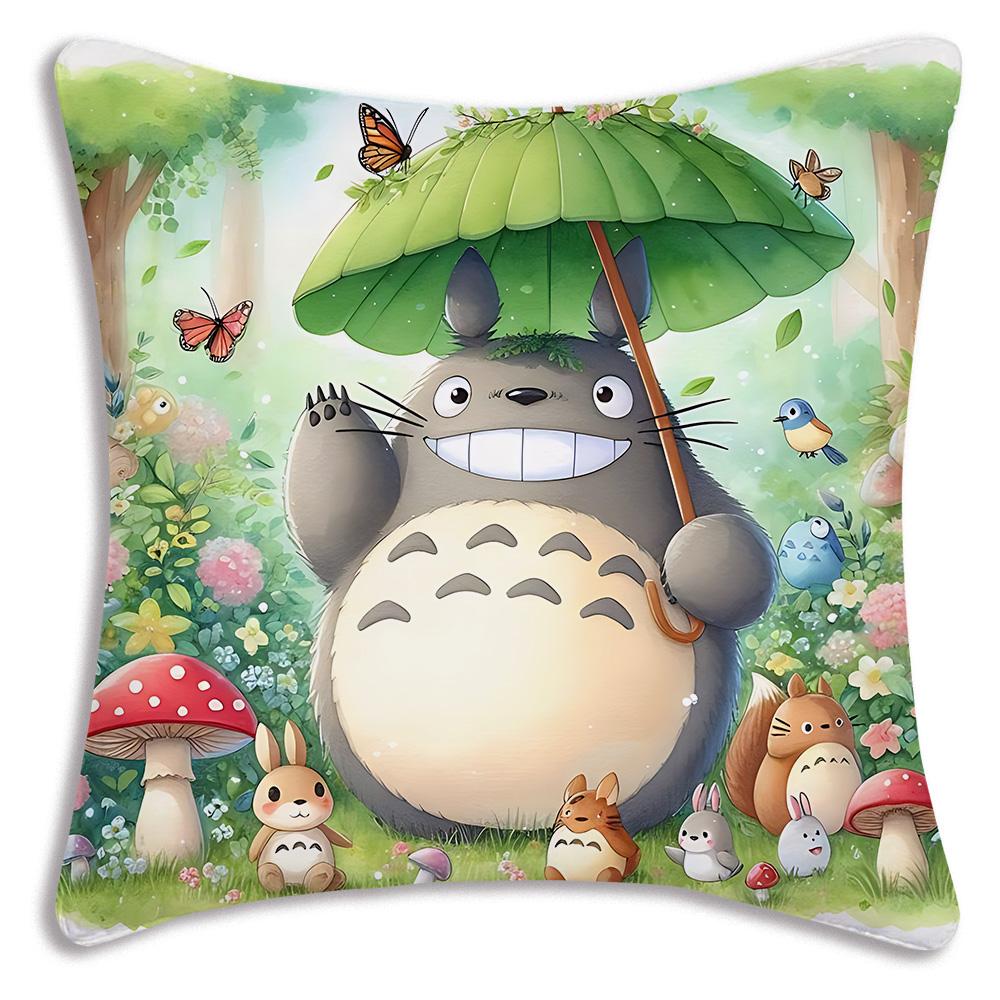 

Anime TTotoroS Kawaii Pillow Covers Cartoon Sofa Decorative Home Doublesided Printing Short Plush Cute Cushion Cover 66x66cm