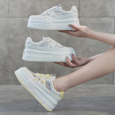 Mesh kleine weiße Schuhe Damen neu Sommer Sport vielseitig Leder Schnürsenkel Mesh Schuhe Muffin dicke Grundplatte Schuhe