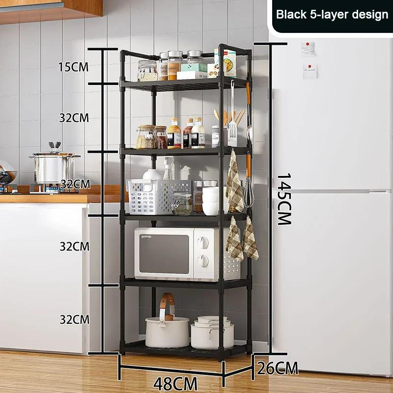 Kitchen 5-Tier Storage Rack Household Storages Organizer Bathroom Shelf Stackable Simple Storage Rack Adjustable Storages Shelf