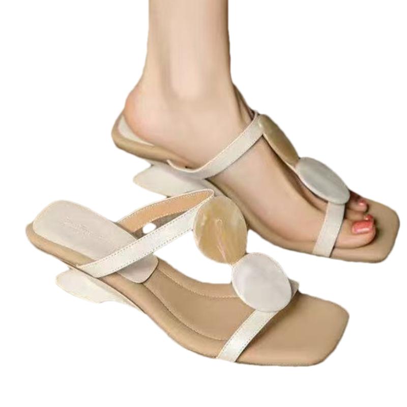 Fashion Women Elegant Heeled Slippers Fashion Shoes Summer Woman Sandals 2025 Designer Slides New Trend Walking Party Mujer De Zapatos