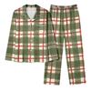 Women's Casual Fashion Plaid Patchwork Print Long-Sleeved Trousers Homewear Set